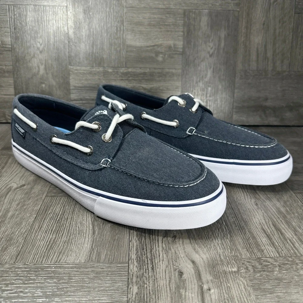 Dockers Boat Shoes Mens 12 Navy Blue Canvas Casual Nautical Loafers NEW